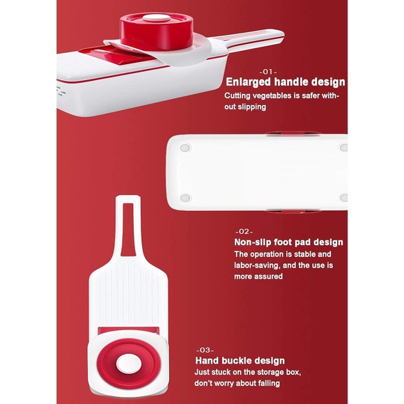 Onion Mincer Chopper Vegetable Chopper Chopper with Container and 6 Blades-Red - Picture 6 of 9